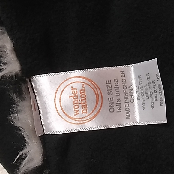 Wonder Nation kids scarf & gloves Owls Black, White w Pink 100% polyester - Picture 6 of 6